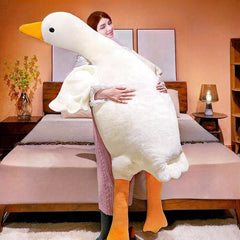 BXEBUI giant white goose 75-inch plush, oversized cuddle buddy and room centerpiece.