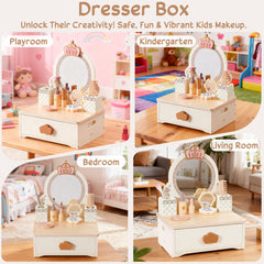 BXKX toddler vanity with child-friendly design encourages independent dress-up