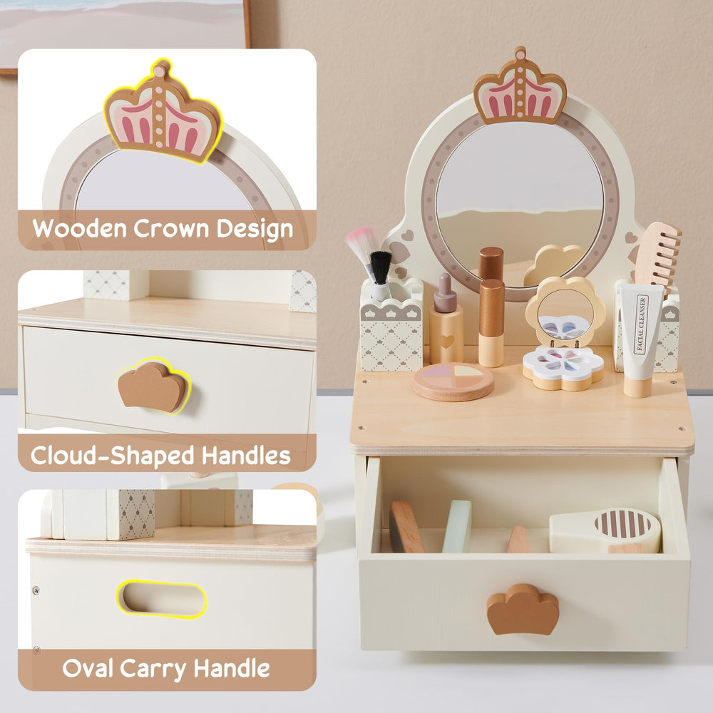 BXKX vanity table supports imaginative storytelling during pretend beauty sessions