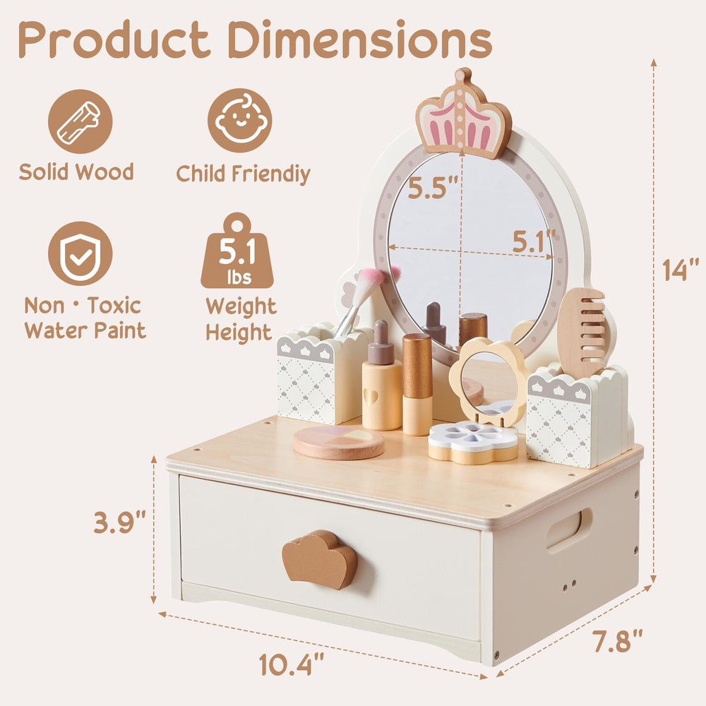 BXKX Kids vanity table drawer keeps accessories neatly organized for tidy playtime