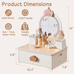 BXKX Kids vanity table drawer keeps accessories neatly organized for tidy playtime