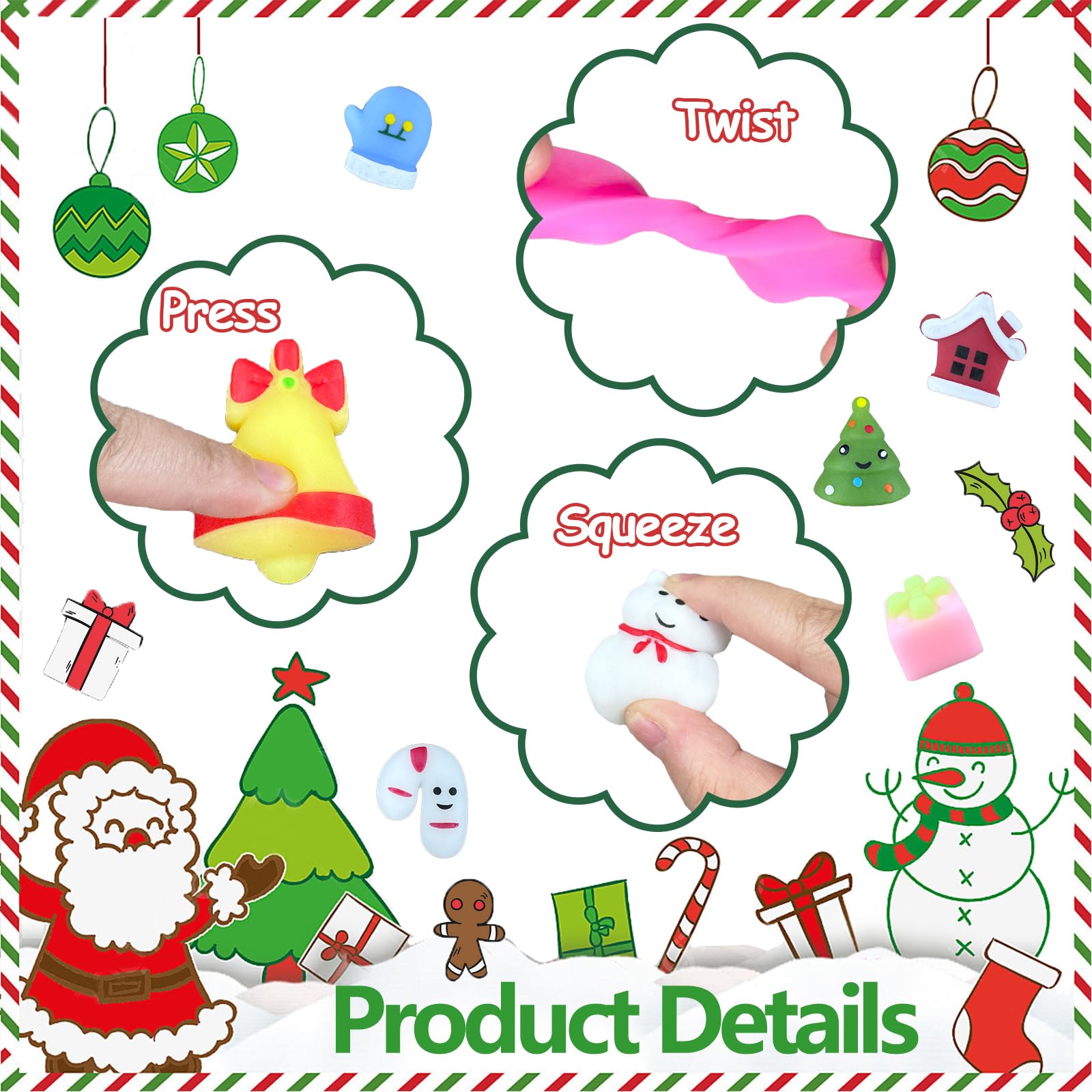 Bxngjuj Christmas Hat Mochi Squishy, bright holiday styling for classroom prizes.