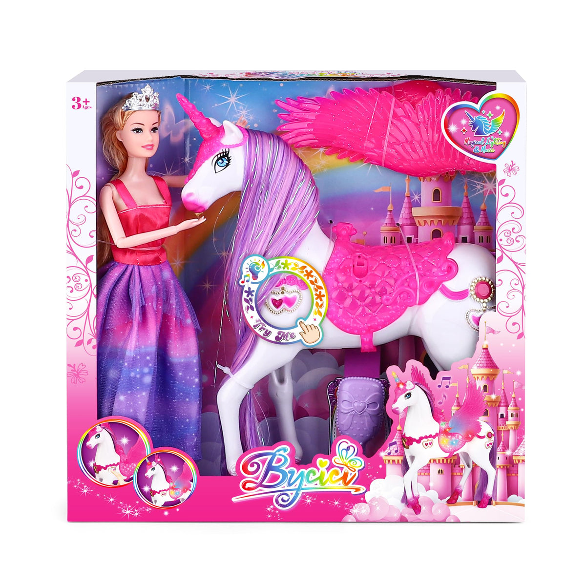 BYCICI Magic Light Unicorn saddle press lights up for imaginative play