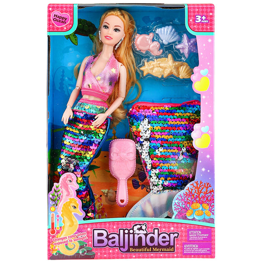 BYCICI mermaid doll with brown hair for imaginative storytelling