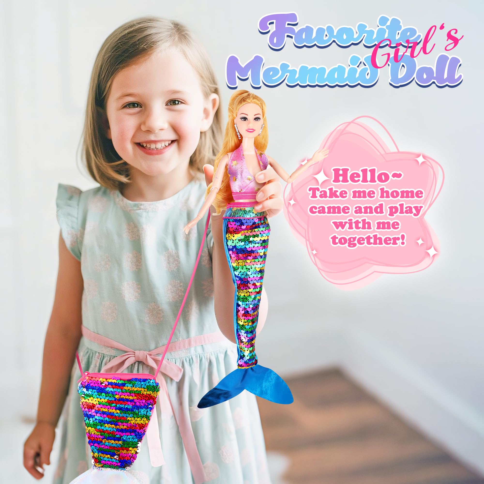Durable water-ready BYCICI mermaid toy for pools and baths