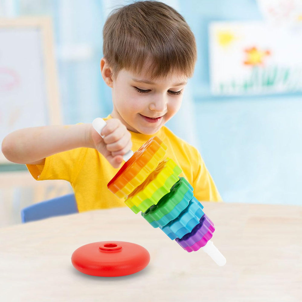 BYFWH rotating base demonstrating dynamic stacking for imaginative play