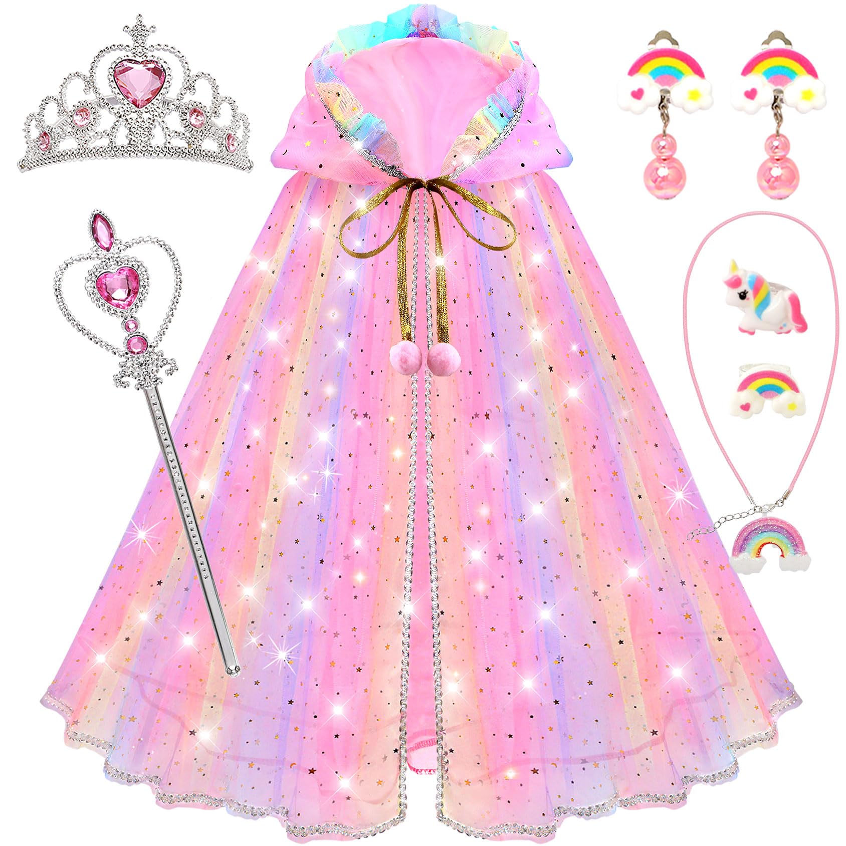 BYHTTKIGM princess dress-up set with rainbow cape for imaginative play
