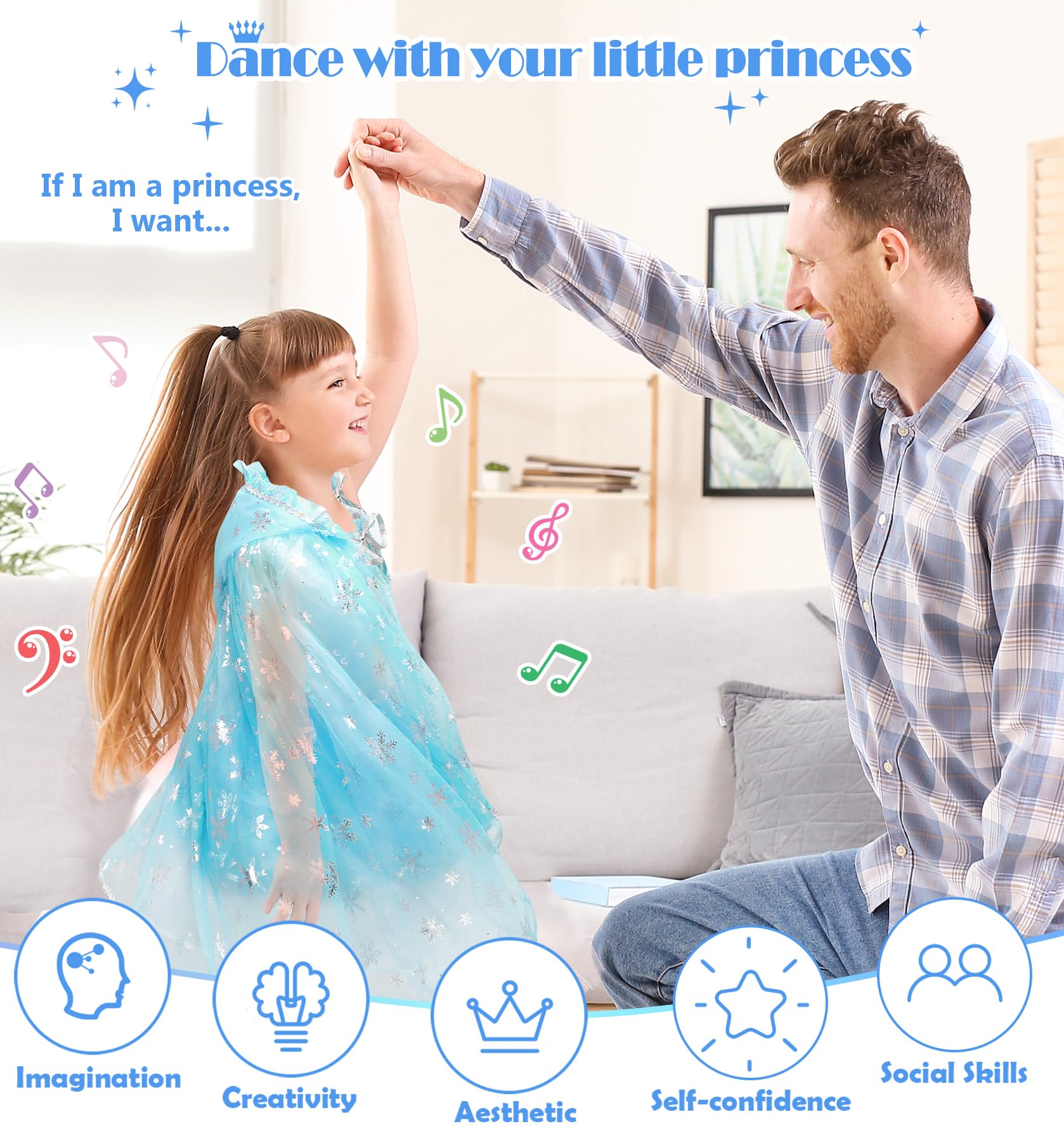 BYHTTKIGM princess tiara and necklace set for pretend royalty