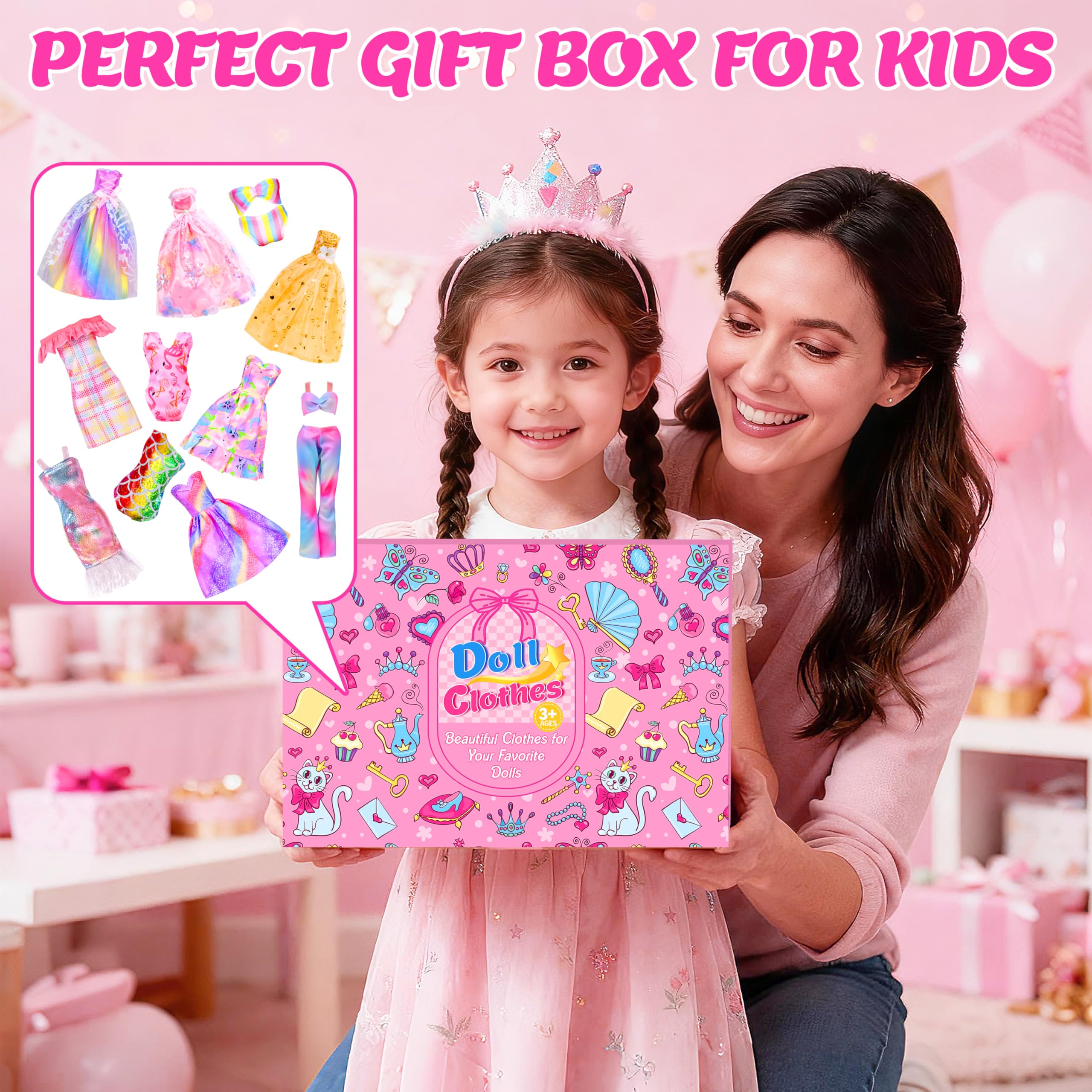 BYMORE 85-pcs doll clothes kit gift box for easy gifting and storage