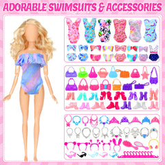 BYMORE 85-pcs doll clothes kit swimsuits for sunny water play and beach vibes