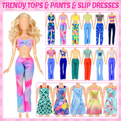 BYMORE 85-pcs doll clothes kit top and pant sets for versatile daily looks