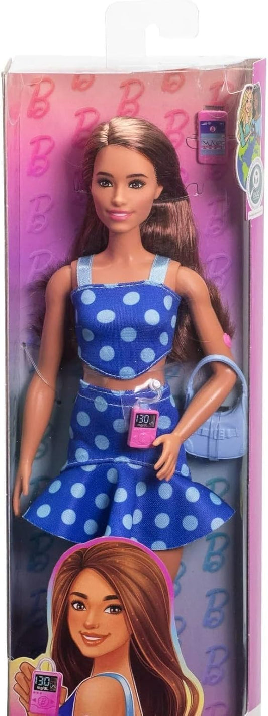 BYO CARE Diabetes Doll close-up showing CGM app for pretend health awareness.