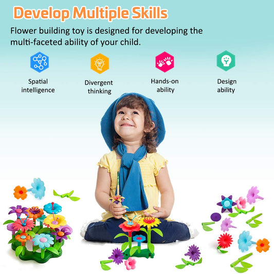 Byserten flower garden building set stem and leaf pieces for precise assembly.