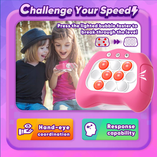 Close-up of Byserten game toy buttons for responsive play