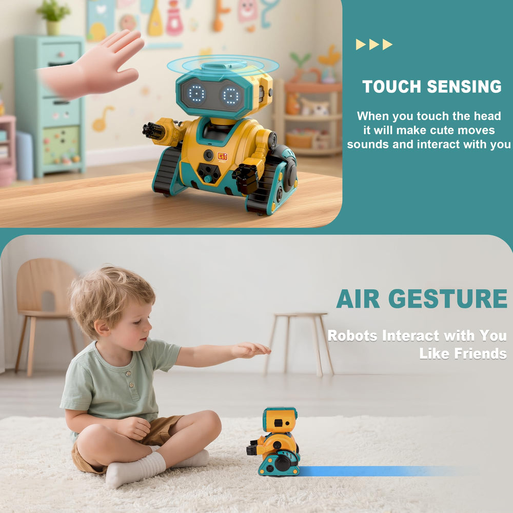 BYTEWAR robot toy with LED eyes for expressive nighttime play.