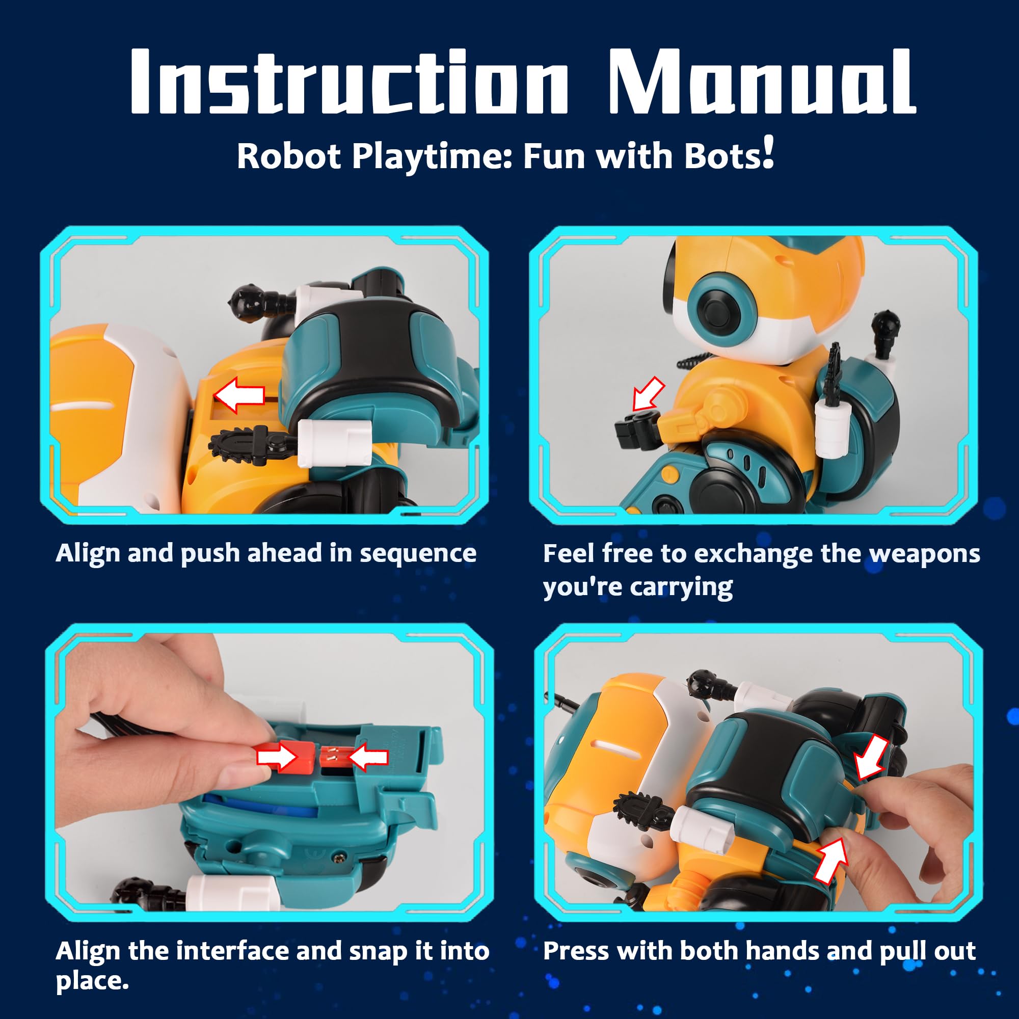 BYTEWAR robot yellow light up eyes provide a friendly display during play