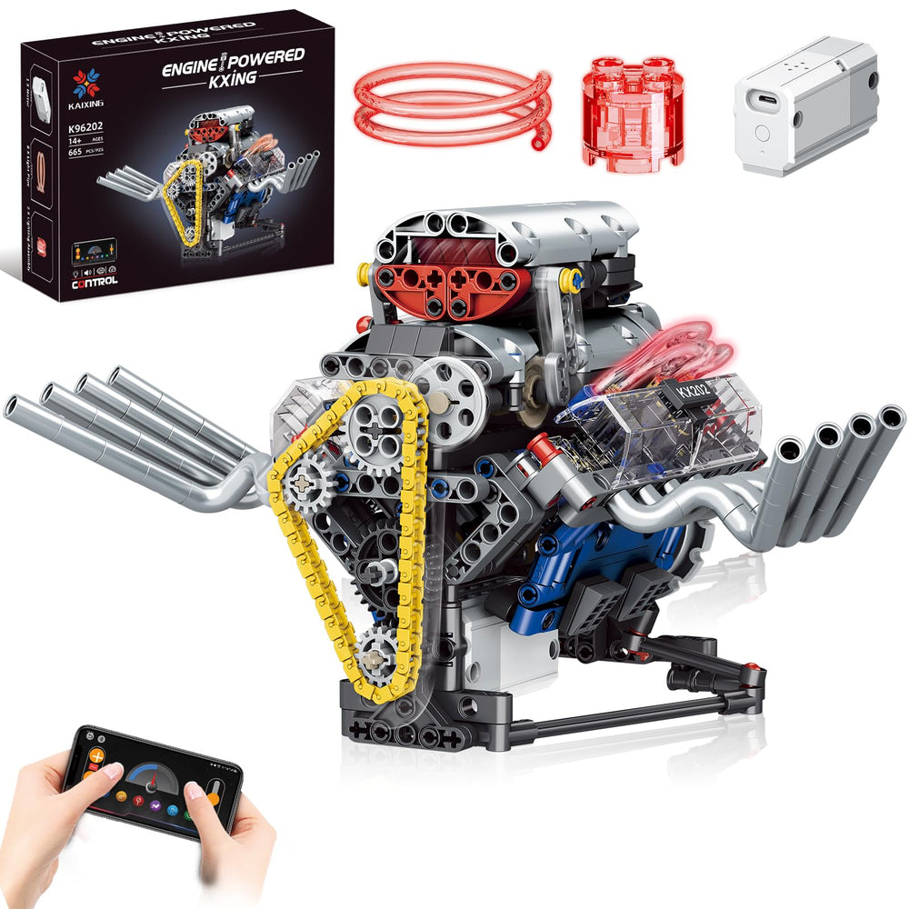 BYTLK V8 engine model piston view shows moving parts for hands-on learning.