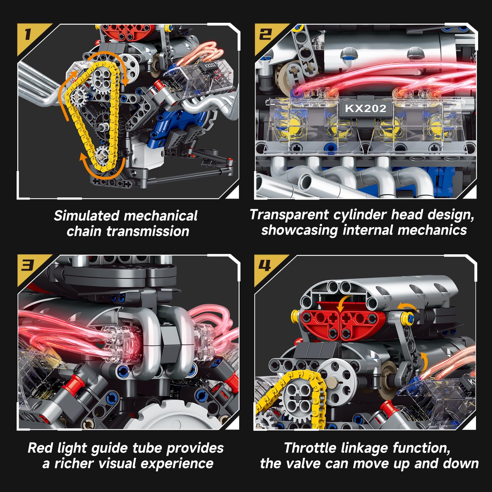 BYTLK V8 engine model USB motor demonstrates cordless, reliable engine motion.