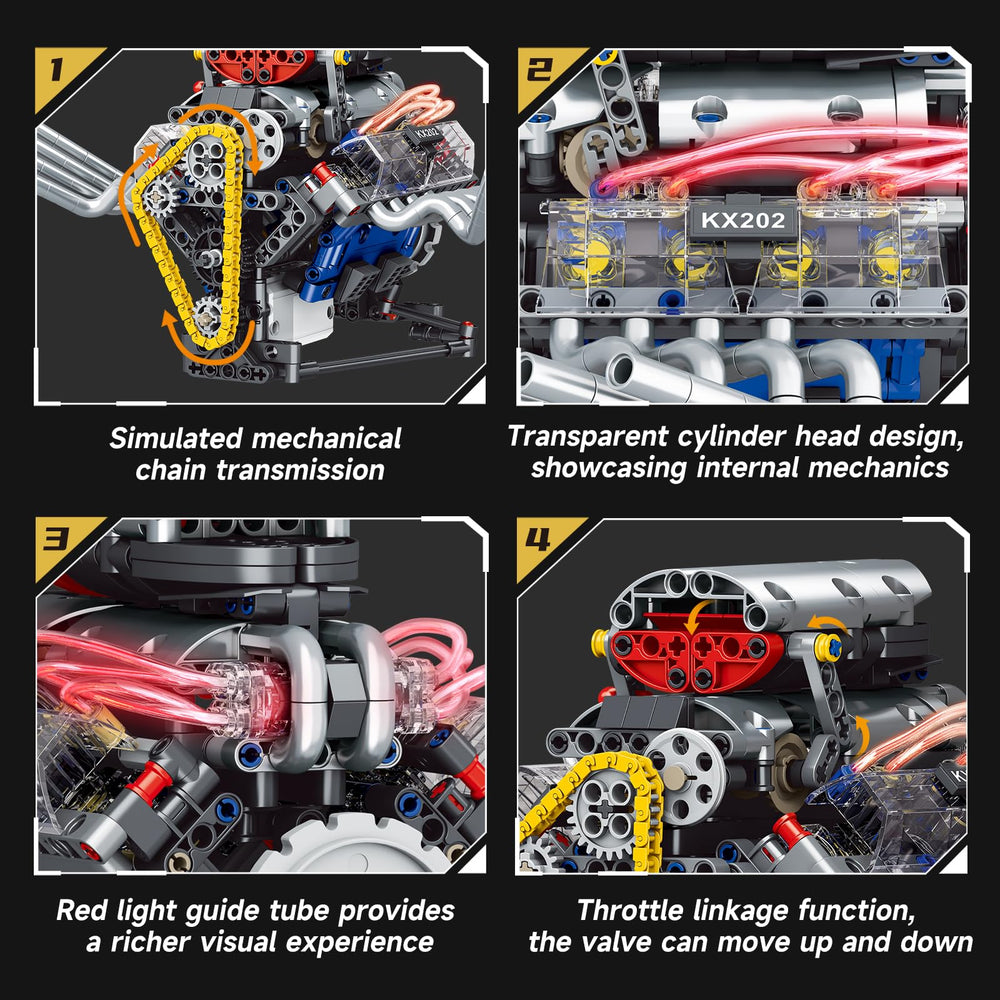 BYTLK V8 engine model USB motor demonstrates cordless, reliable engine motion.