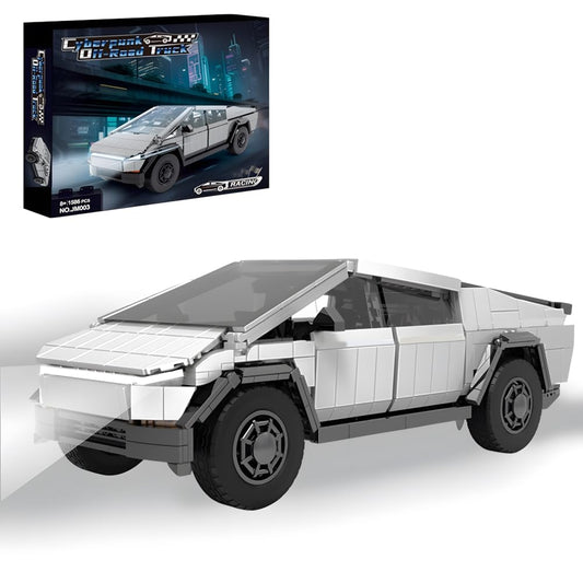 BYWBRICKIFY light-up off-road truck front view showing bold cyber design for desk display