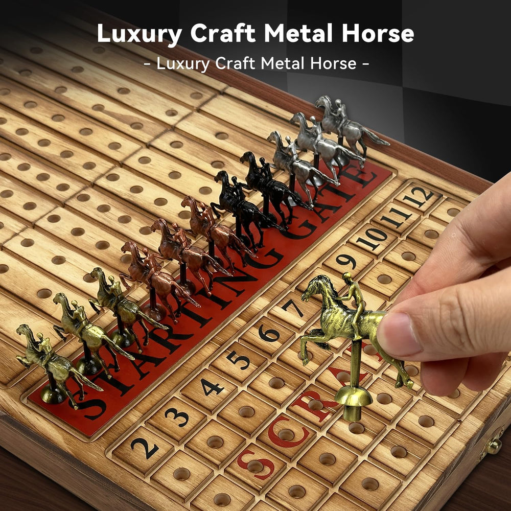BZnota wooden horse racing board with charcoal finish for vintage look.