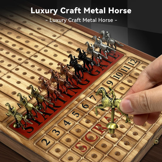 BZnota wooden horse racing board with charcoal finish for vintage look.