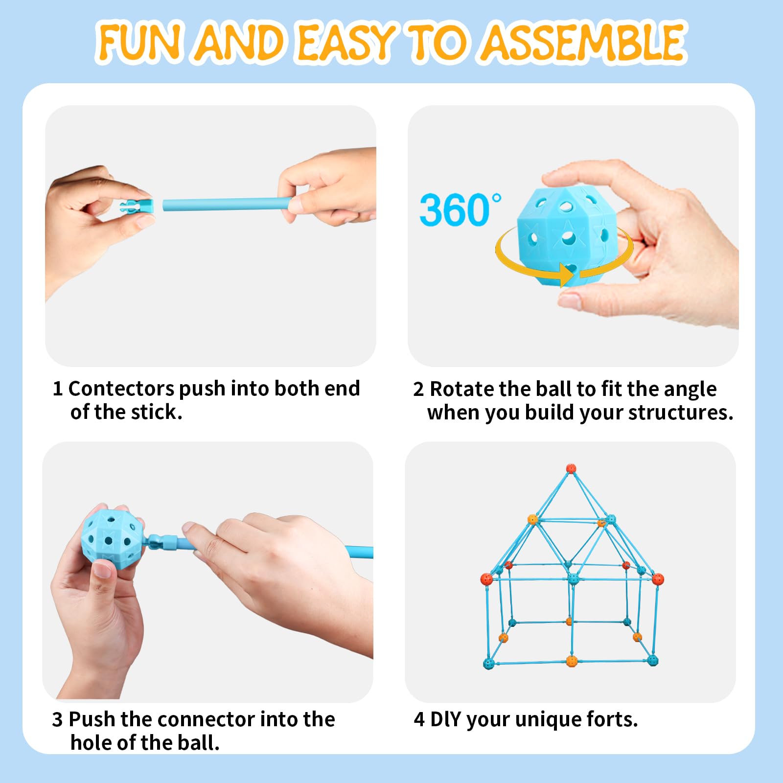 BZseed fort kit playhouse assembly with durable connectors and stable design.