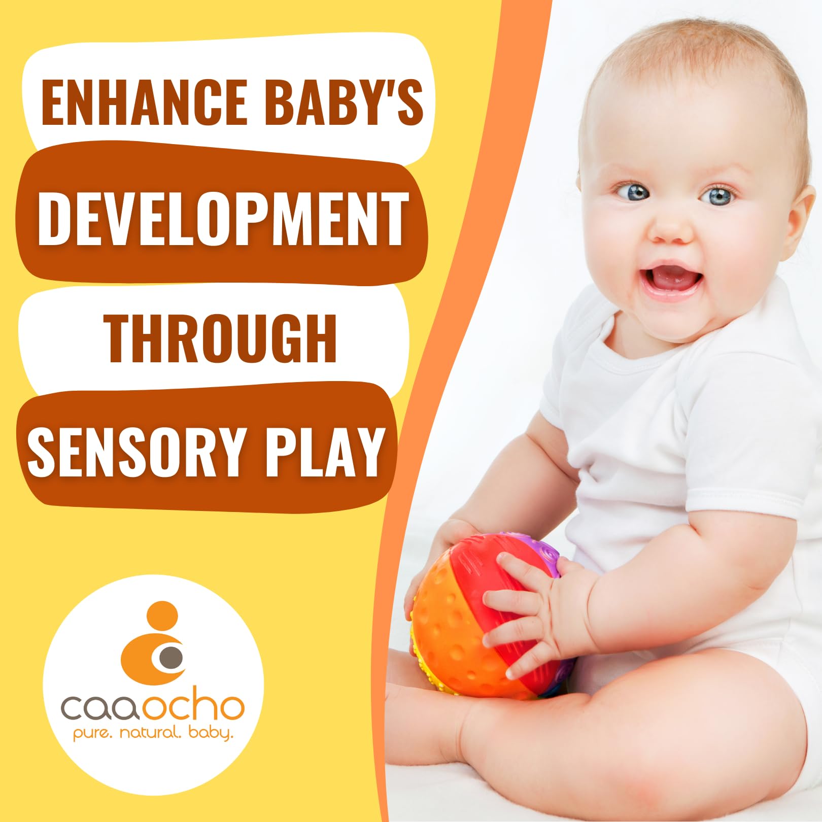 caaocho Natural rubber texture provides safe, bite-friendly tactile feel.