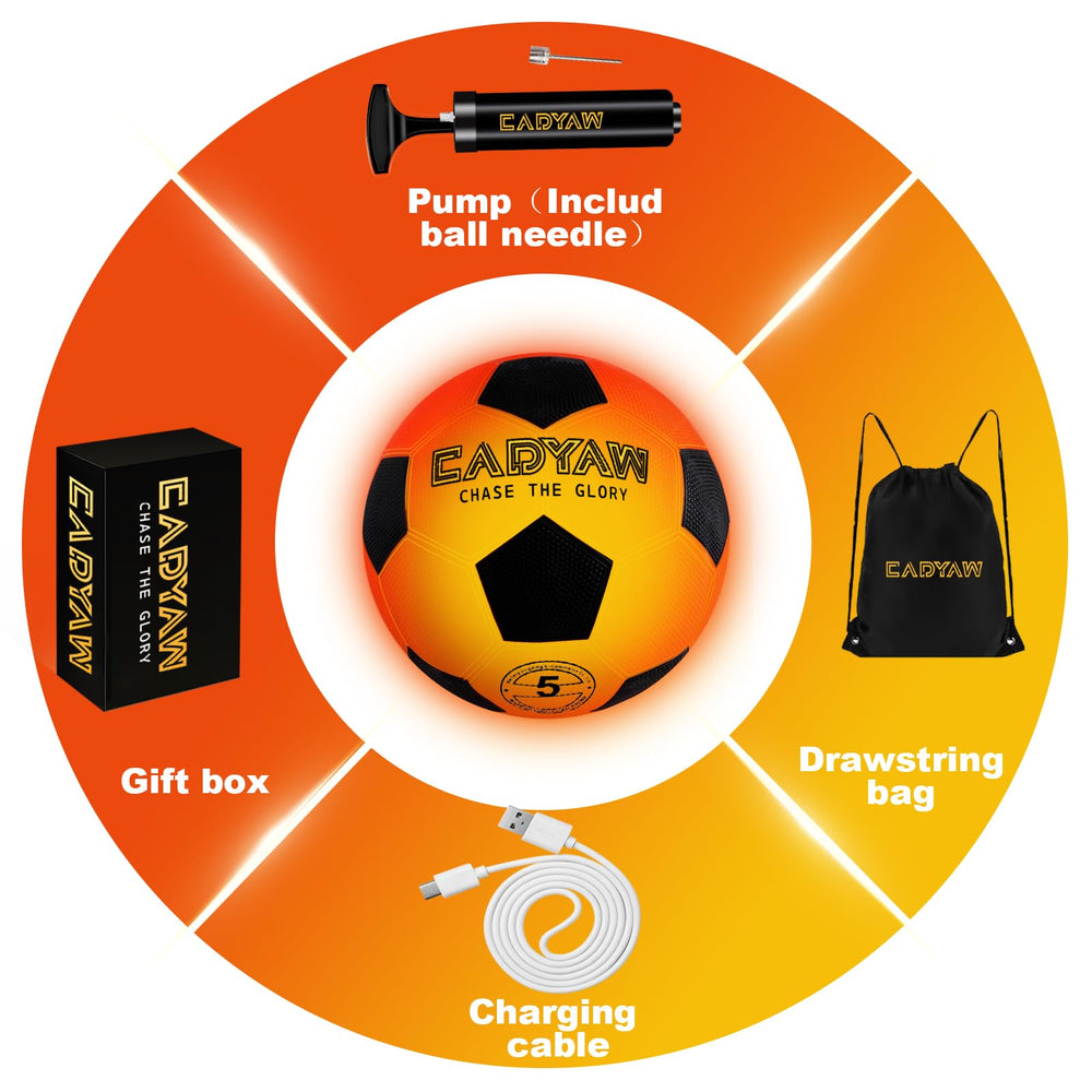 Cadyaw Glow ball in bag with pump and accessories.