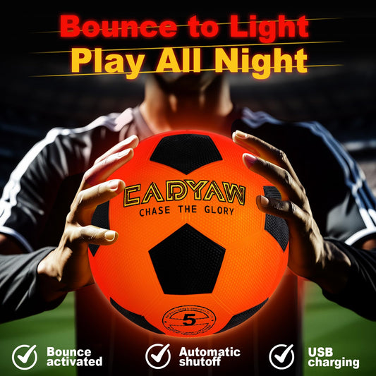 Cadyaw Glow soccer ball in hand shows quality construction for kids.