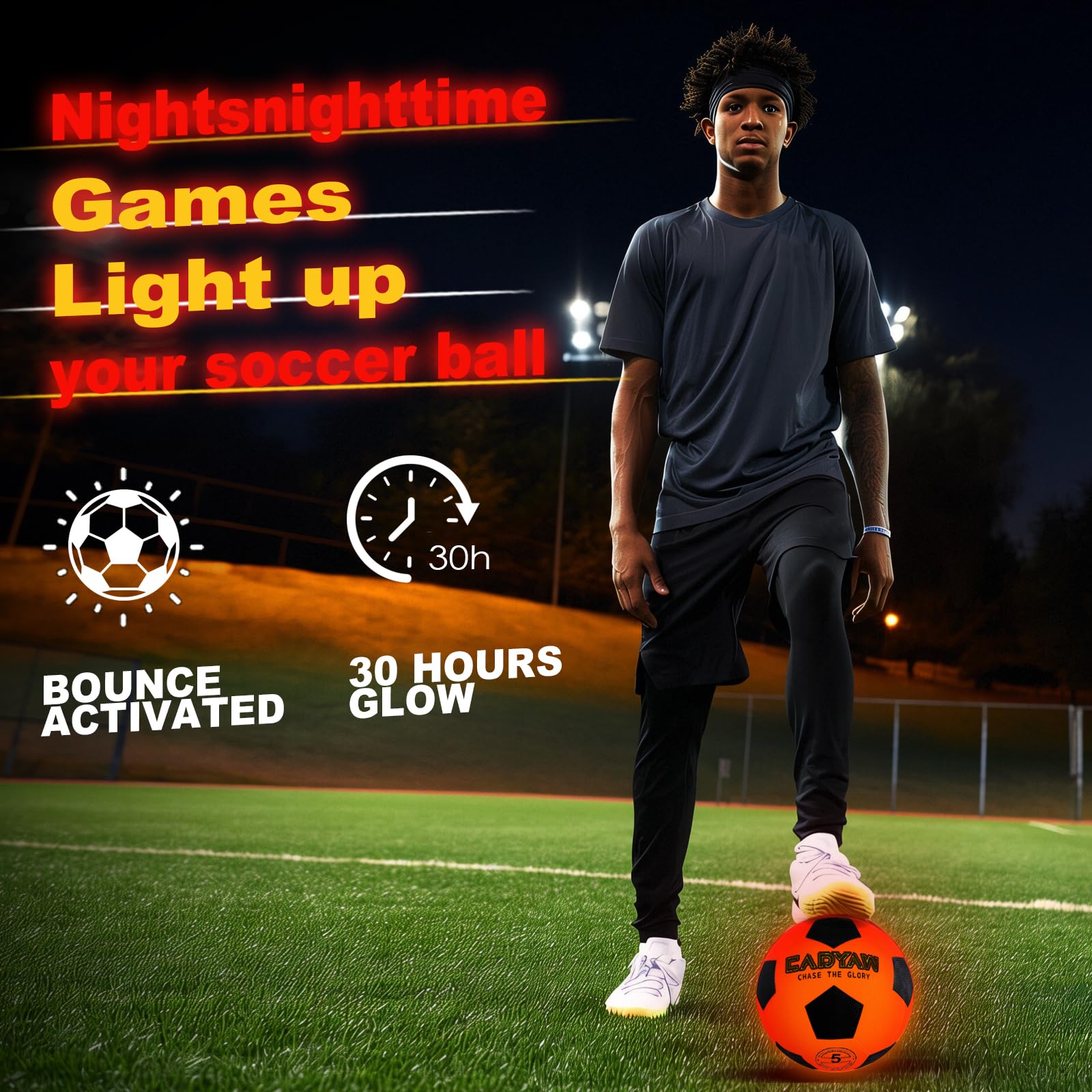 Cadyaw Glow ball size 5 offers authentic feel for training.