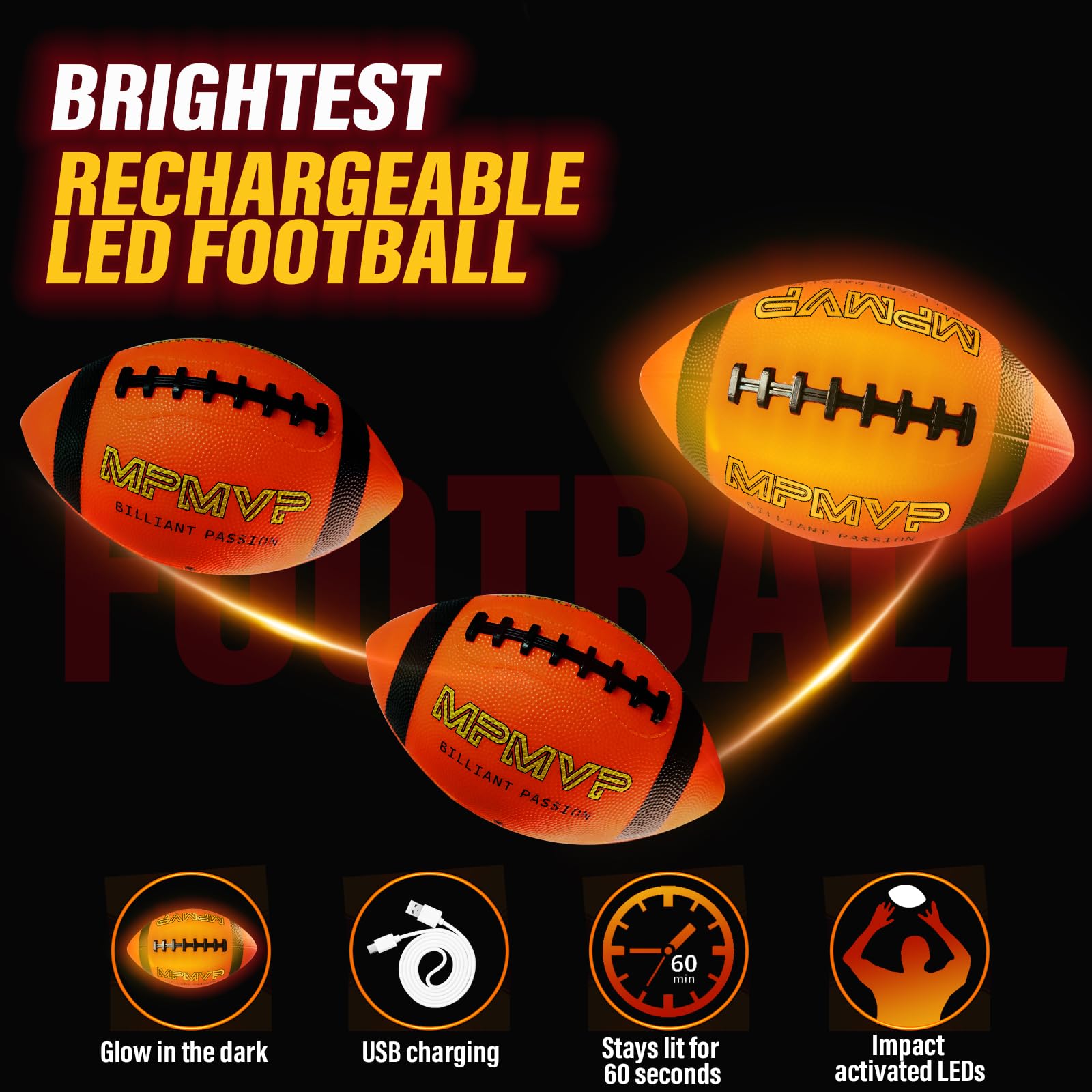 Cadyaw USB rechargeable football charges quickly for longer play.