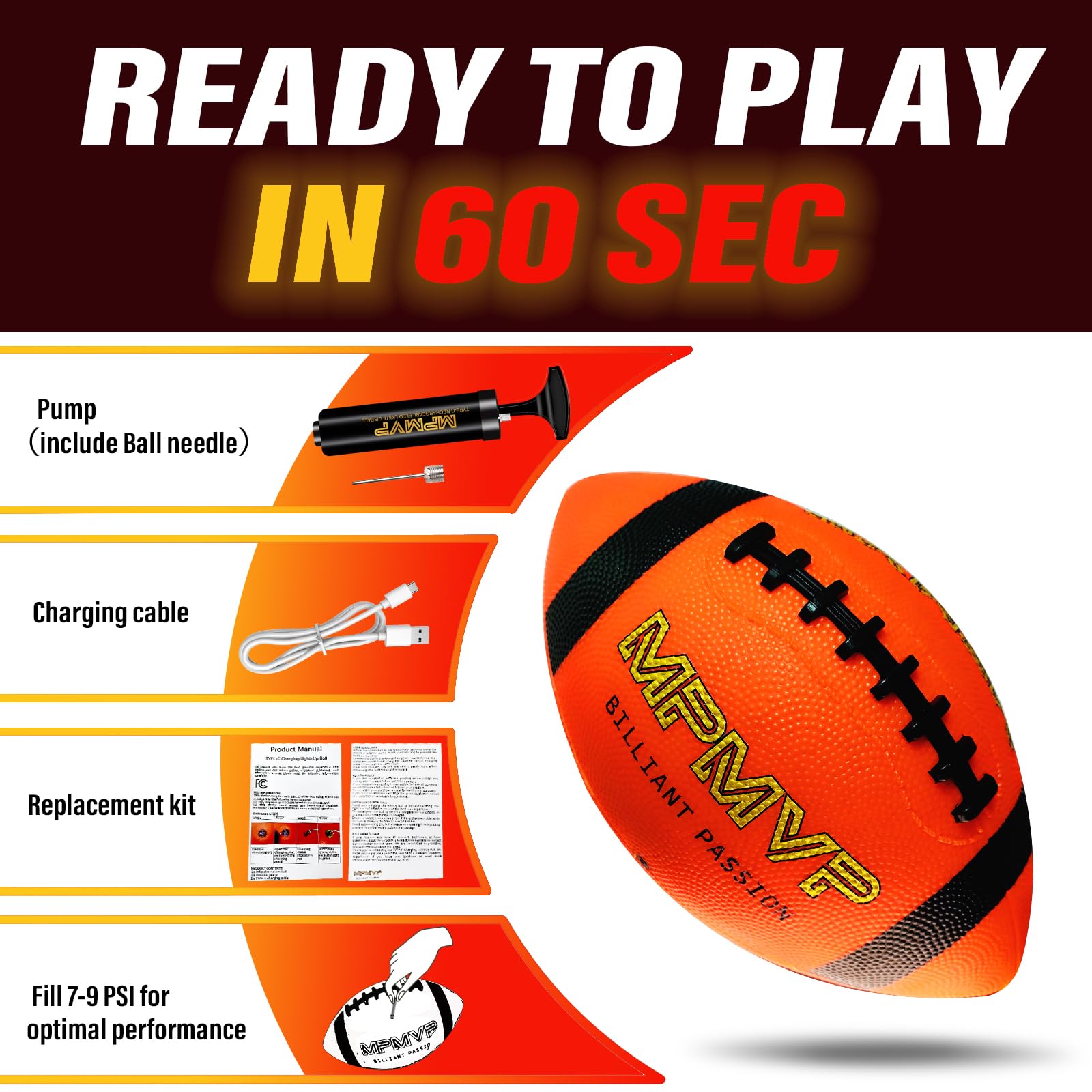 Cadyaw waterproof glow football withstands rain and outdoor use.
