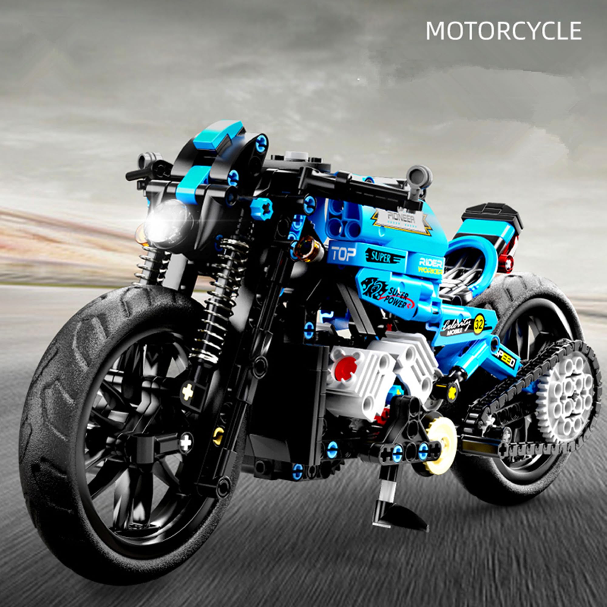 CAEROKEERL motorcycle model with kickstand for easy display.