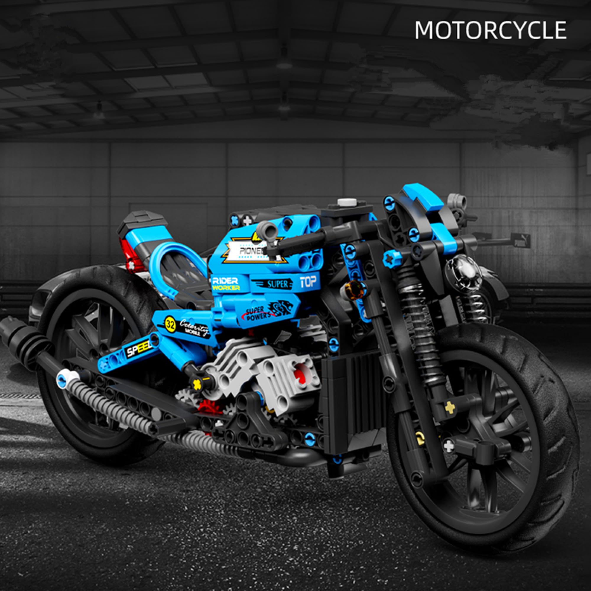CAEROKEERL motorcycle model features working suspension for realistic handling.