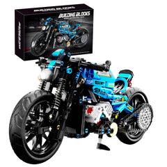 CAEROKEERL techno-mechanical motorcycle model in blue and black for STEM play.