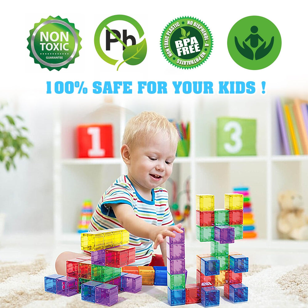 Caferria colorful magnetic cubes create 3D shapes and patterns.