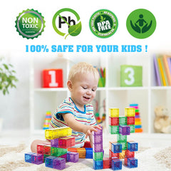 Caferria colorful magnetic cubes create 3D shapes and patterns.