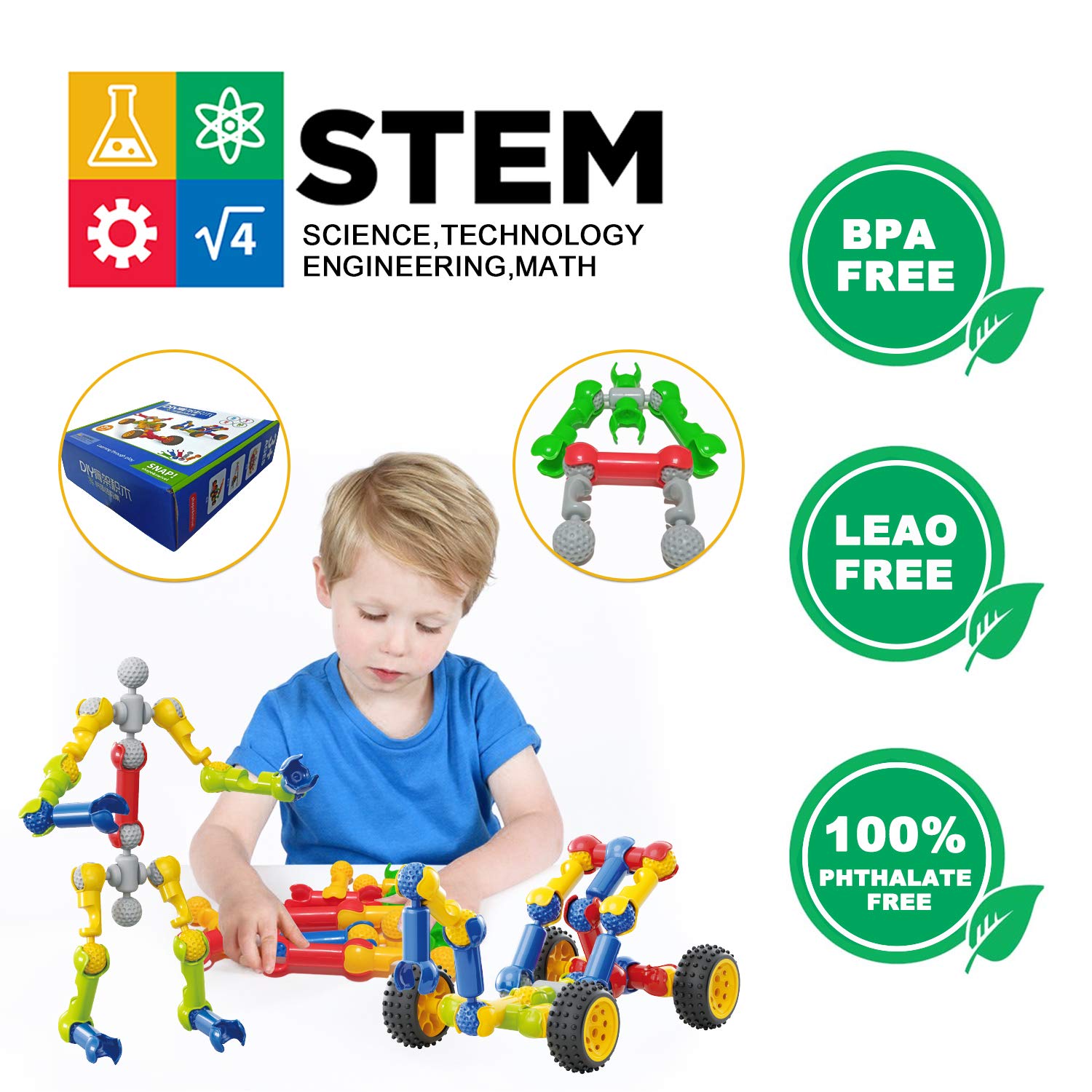 Caferria Kids Building Kit robot model fostering fine motor skills and creative engineering ideas.