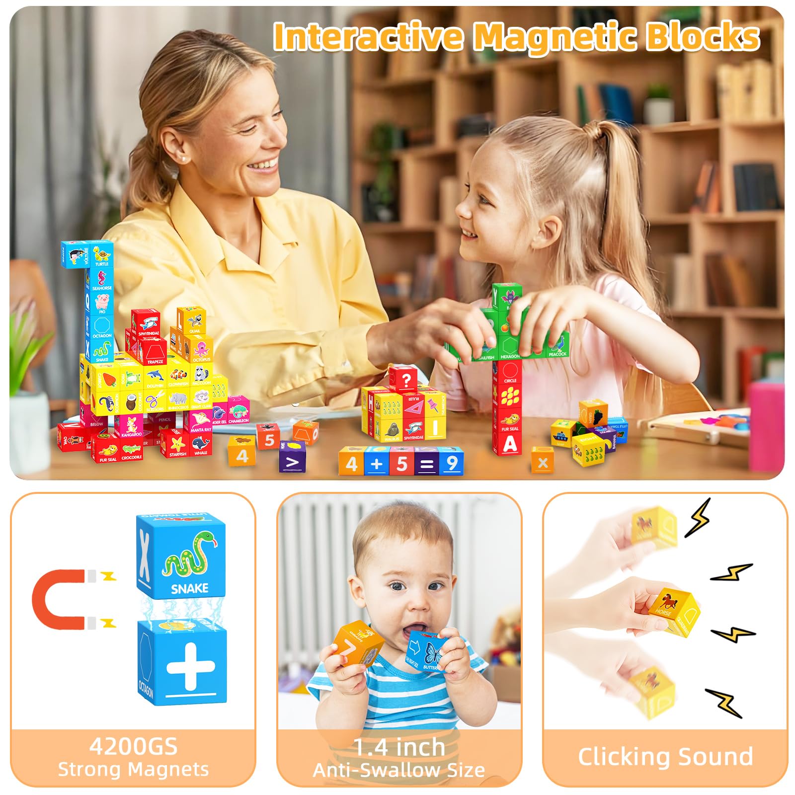 Caferria blocks display colors and 3D shapes to boost recognition.