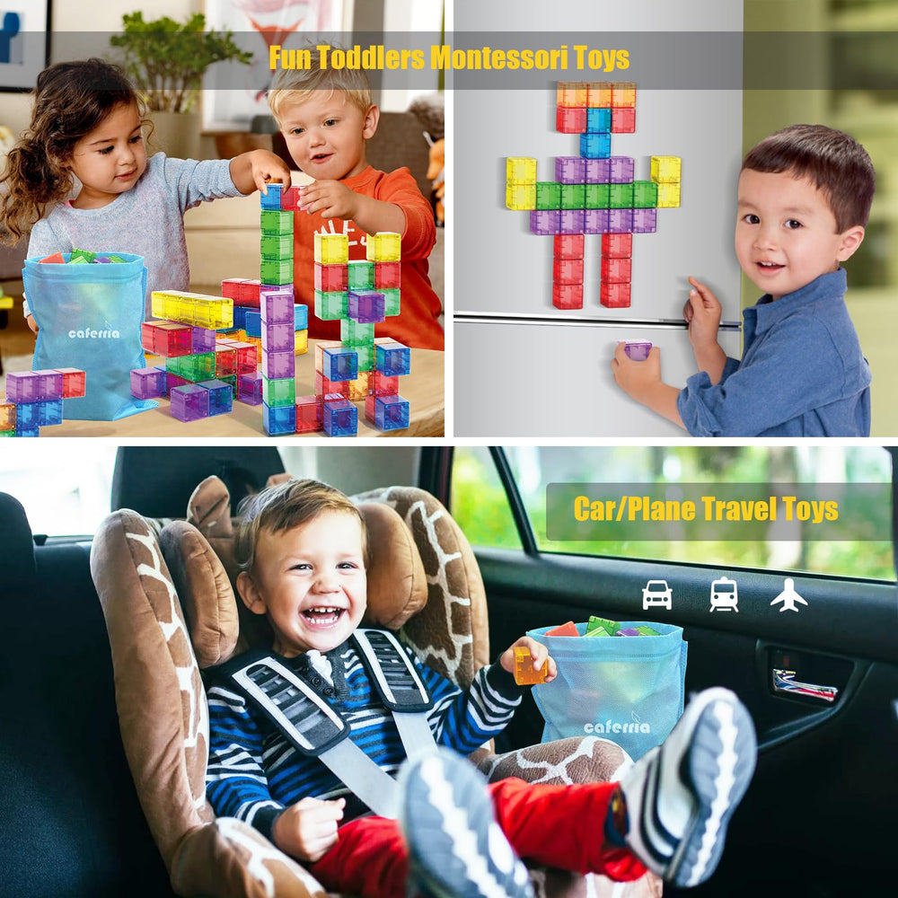Caferria kids building with colorful magnetic blocks sparks creativity and spatial awareness