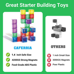 Caferria magnetic building blocks with storage bag for organized play sessions.