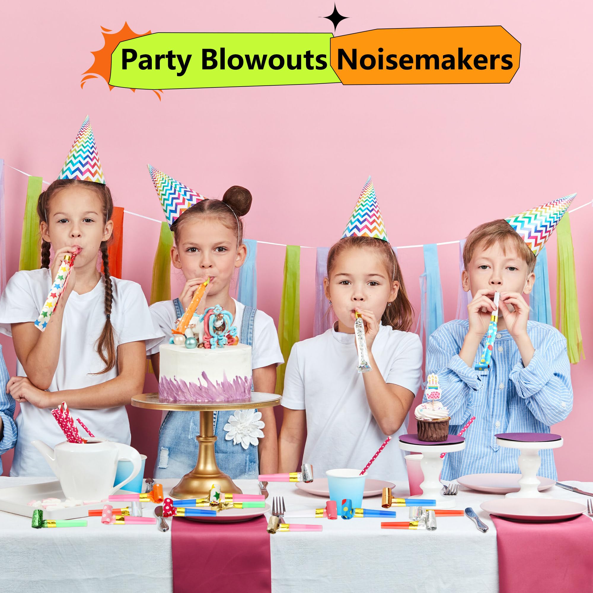Cagemoga patterns with dots, triangles, and hearts add visual party appeal.