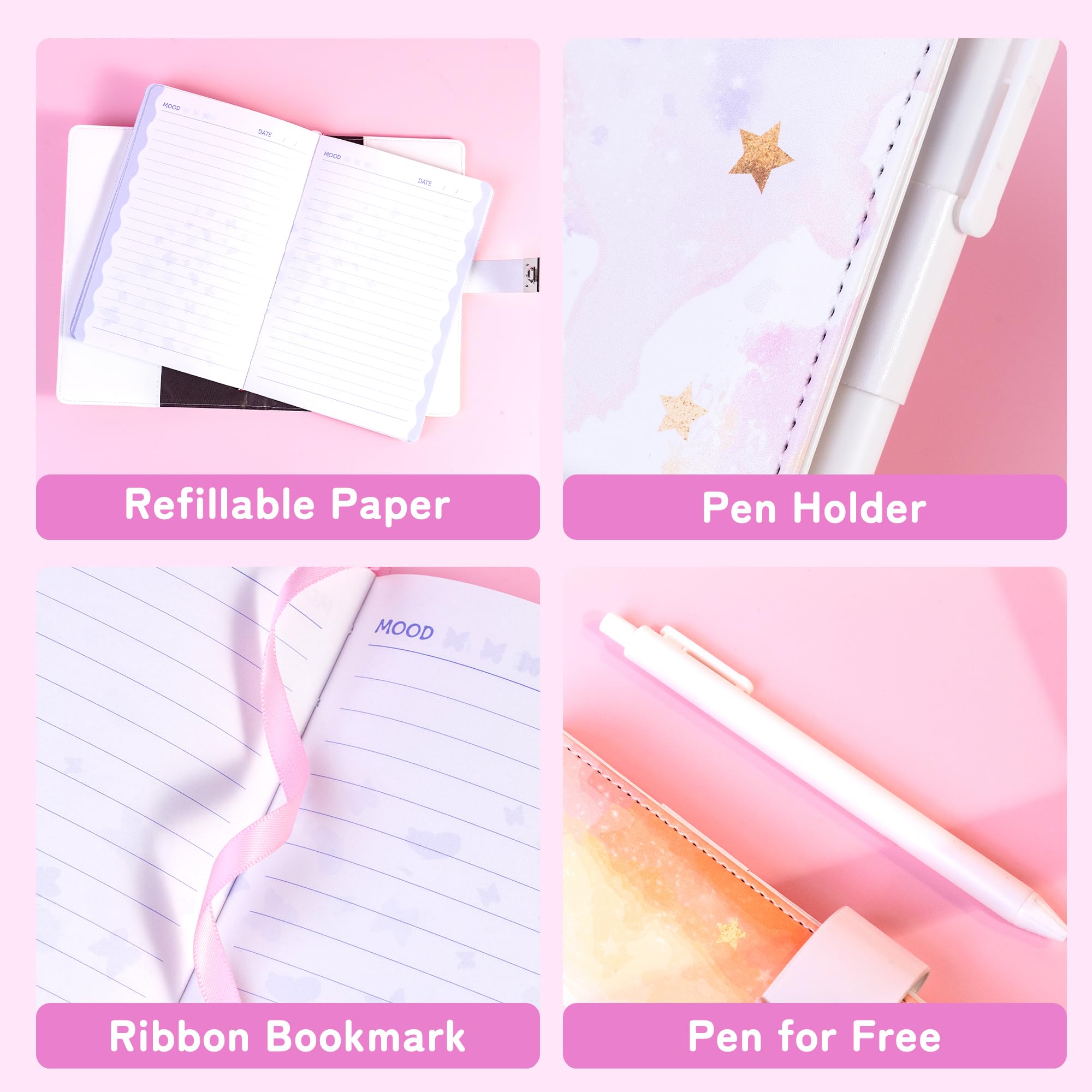 CAGIE diary lock 192 pages offer ample space for daily entries.