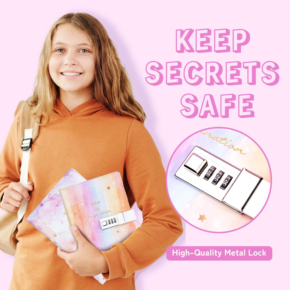 CAGIE Diary with Lock 3-digit password feature for personal journaling.