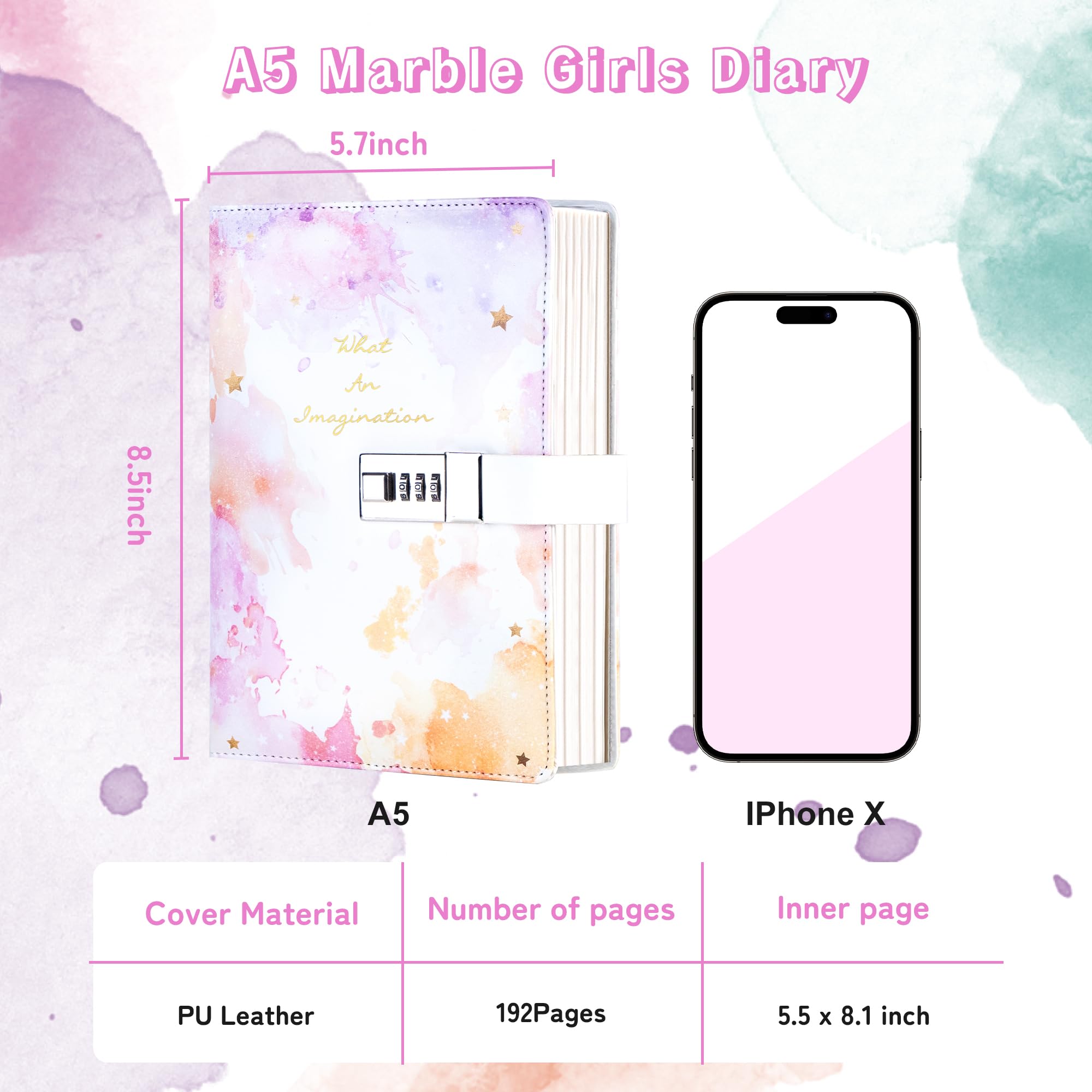 CAGIE diary lock anti-bleed paper preserves pages from ink bleed.