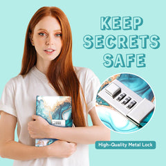 CAGIE diary lock dial close-up showing customizable three-digit security for private notes