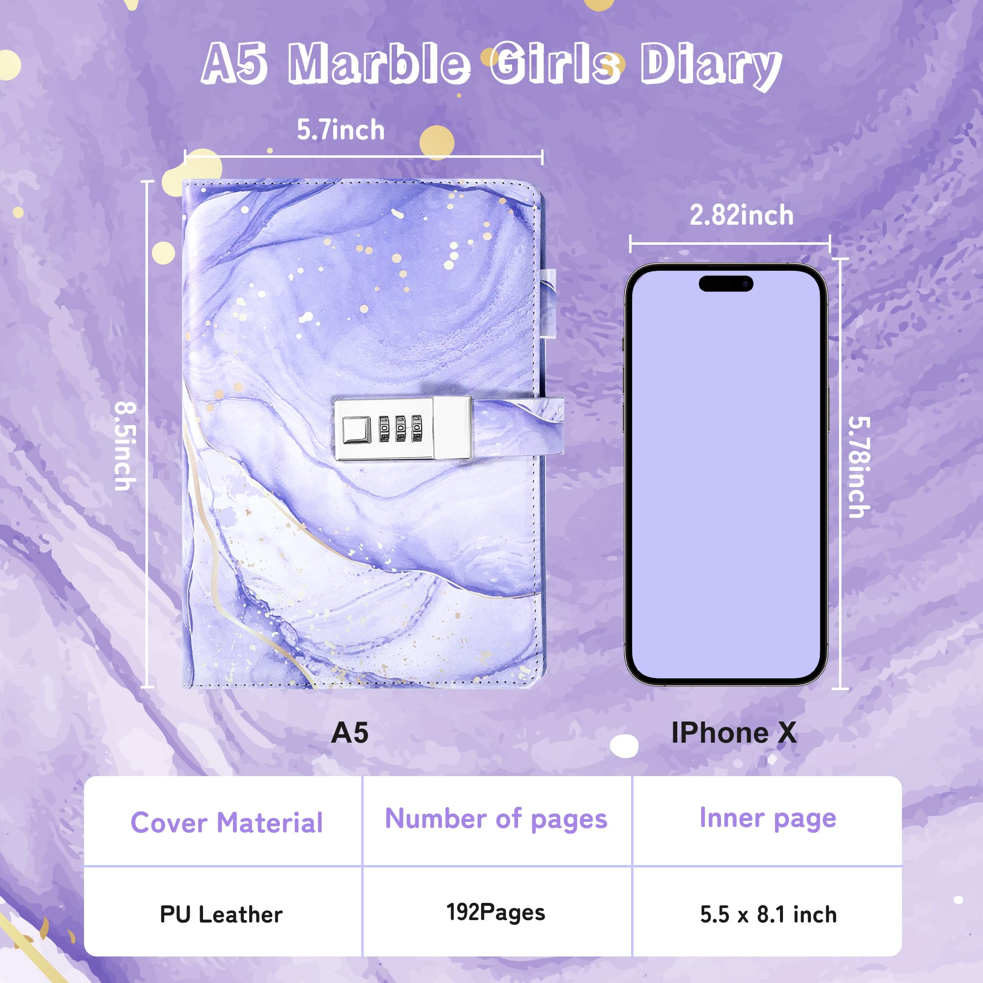 CAGIE diary lock in A5 size fits backpacks and school bags.