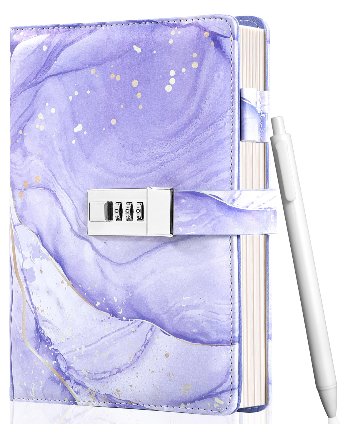 CAGIE diary lock cover in purple PU leather for privacy and style.