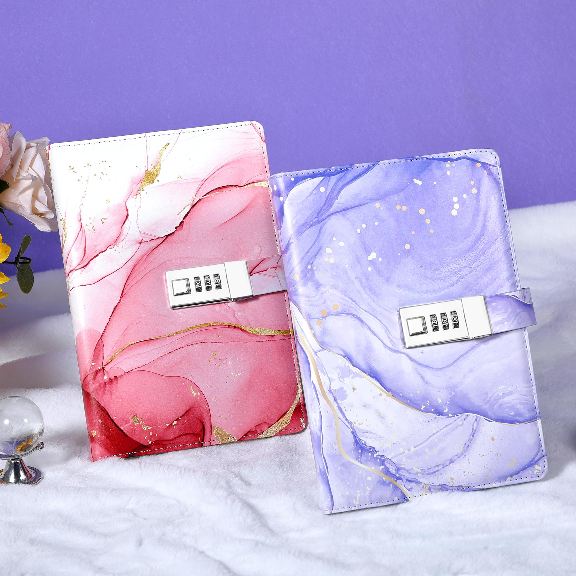 CAGIE diary lock purple PU leather cover is soft and water-resistant.
